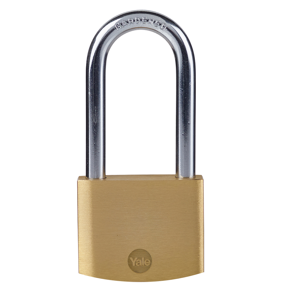 Yale 50mm Brass padlock long shackle pack1