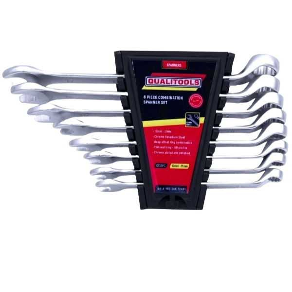 Qualitools – Combination Spanner Set – 8 Pieces (Deep Offset)