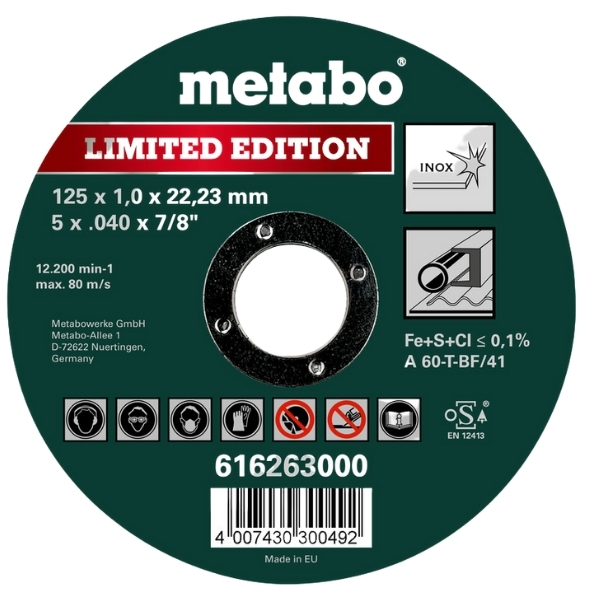 Metabo – Grinding Discs (125 x 1.0 x 22.23) – Pack of 5 (616263000)