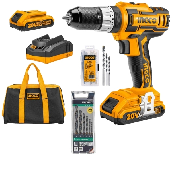 Ingco – Impact Drill Combo(20V) & Alpen Sprint Master Bit Set (6 Piece)