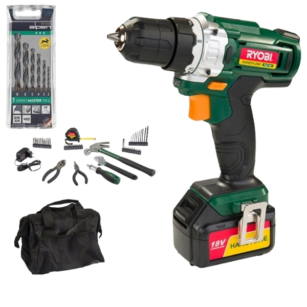 Ryobi – Driver Drill Kit (18V) & Alpen Sprint Master Bits (6Piece)