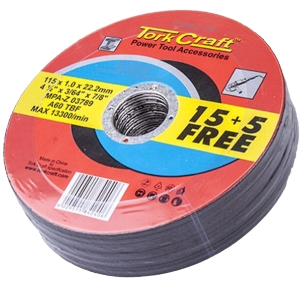 Tork Craft – Cutting Disc – Pack of 20 Cutting Discs (115 x 1.0 x 22.2mm)