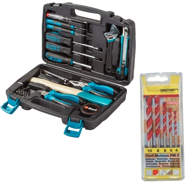 Bort – DIY Hand Tool Set (33 Piece) & Alpen Multicut Drill Bits (5 Piece)