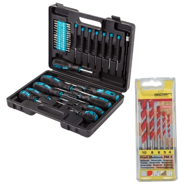 Bort – DIY Hand Tool Set (43 Piece) & Alpen Multicut Drill Bits (5 Piece)