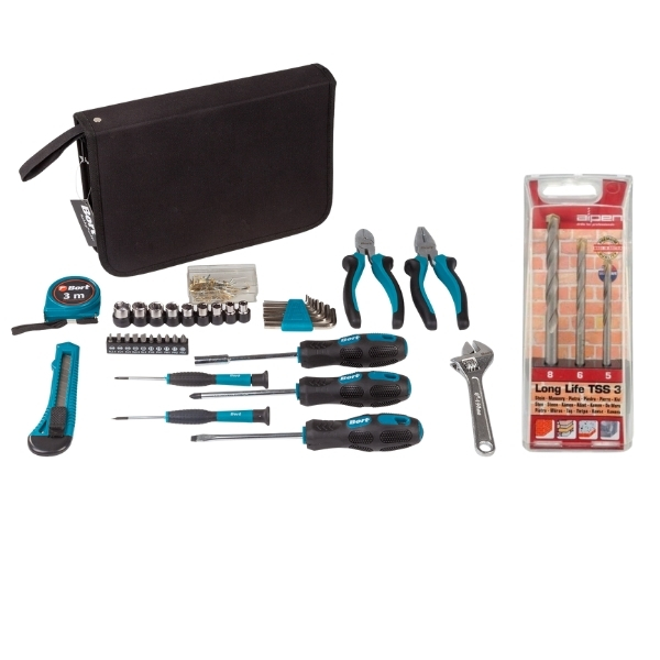 Bort – DIY Hand Tool Set (39 Piece) & Alpen Masonry Drill Bits (3 Piece)