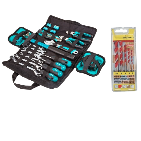 Bort – DIY Hand Tool Set (45 Piece) & Alpen Multicut Drill Bits (5 Piece)