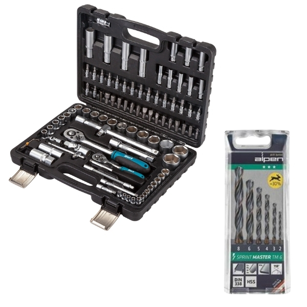 Bort – Socket Set (95 Piece) & Alpen Sprint Master Drill Bits(6 Piece)