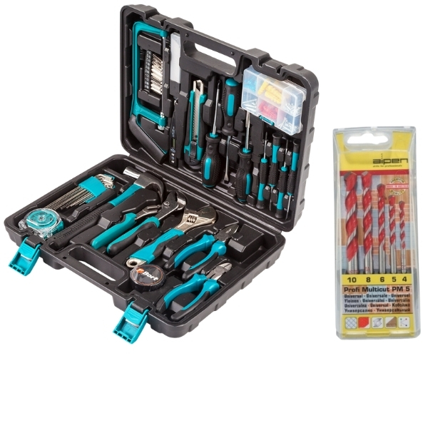 Bort – Hand Tool Set (37 Piece) & Alpen Multicut Drill Bits (5 Piece)