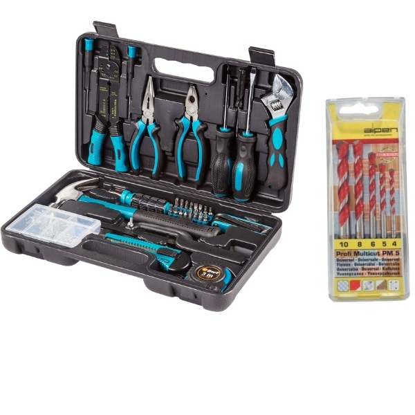 Bort – Hand Tool Set (39 Piece) & Alpen Multicut Drill Bits (5 Piece)