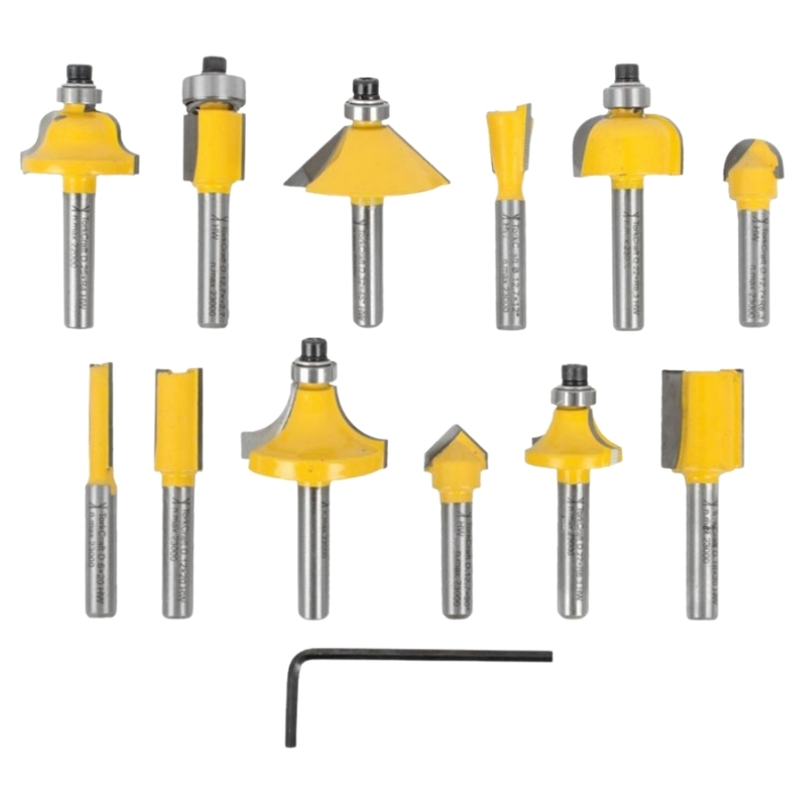 Tork Craft – Router Bit Set (1/4″ Straight and Profile) – 12 Piece