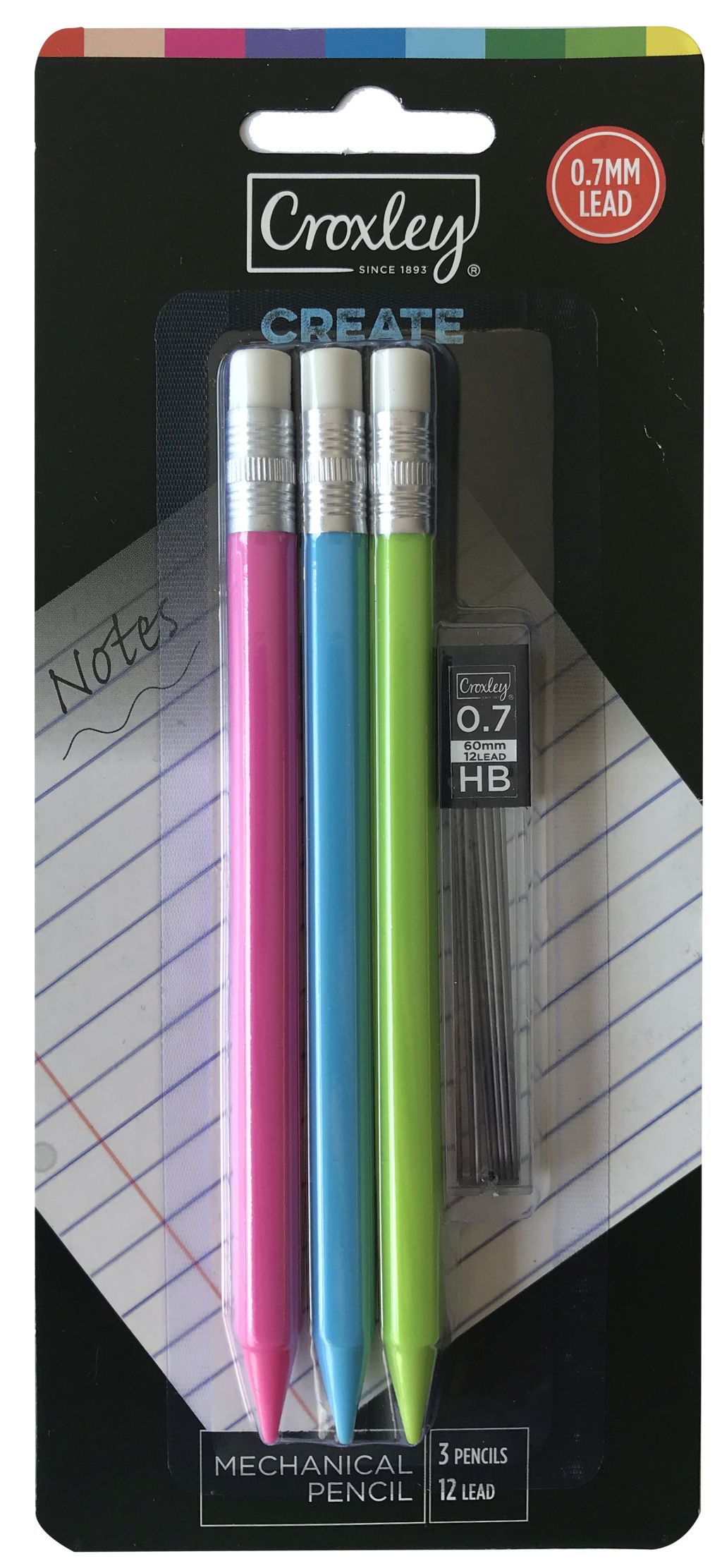 Croxley Create Mini Clutch Pencil 0.7mm 3 Pack