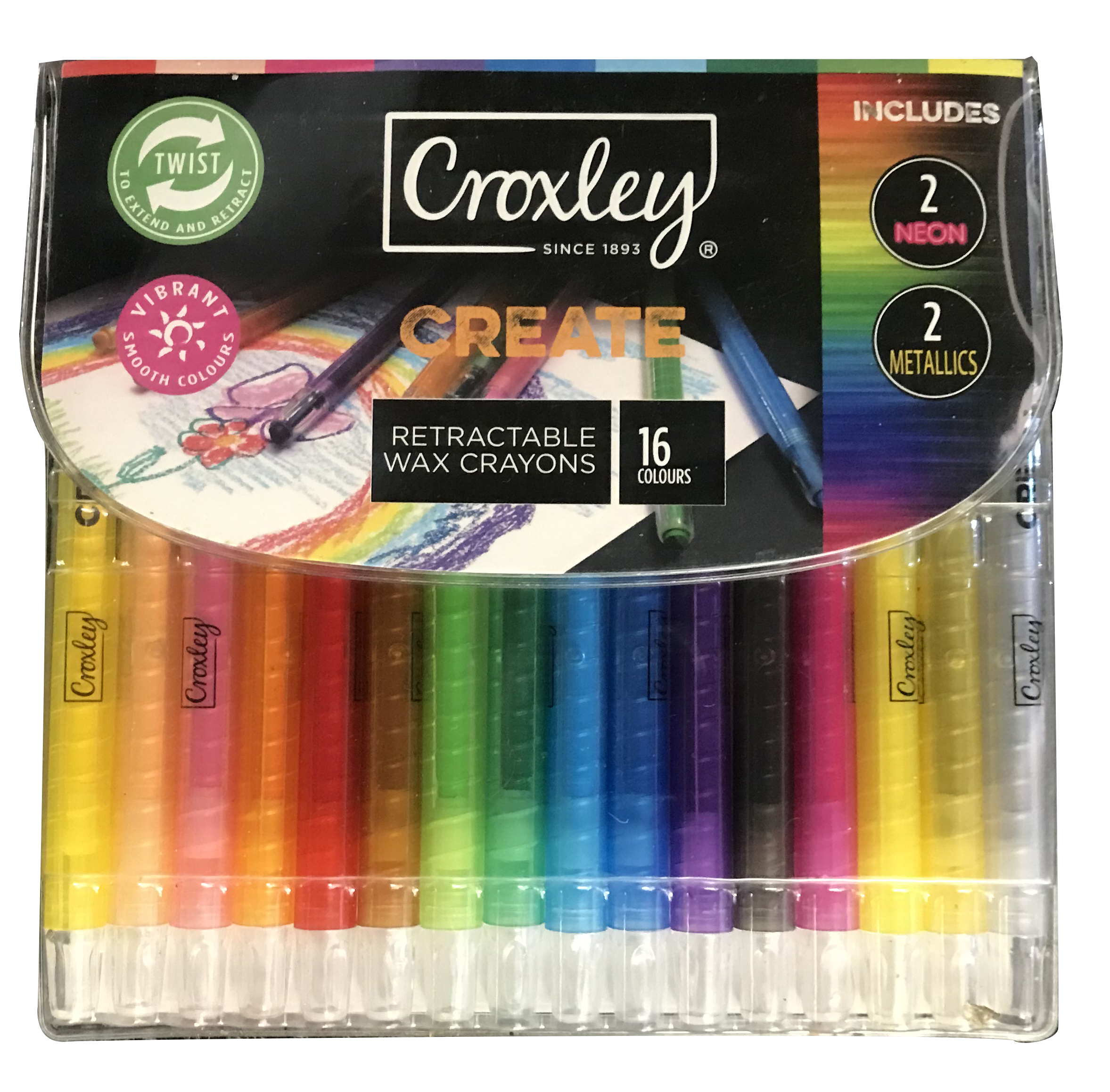 Croxley Create Wax Retractable Crayons 16’s