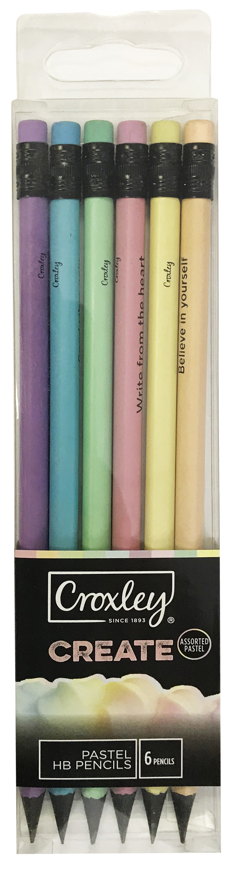 Croxley Create HB Pastel Woodfree Pencils 6 Pack