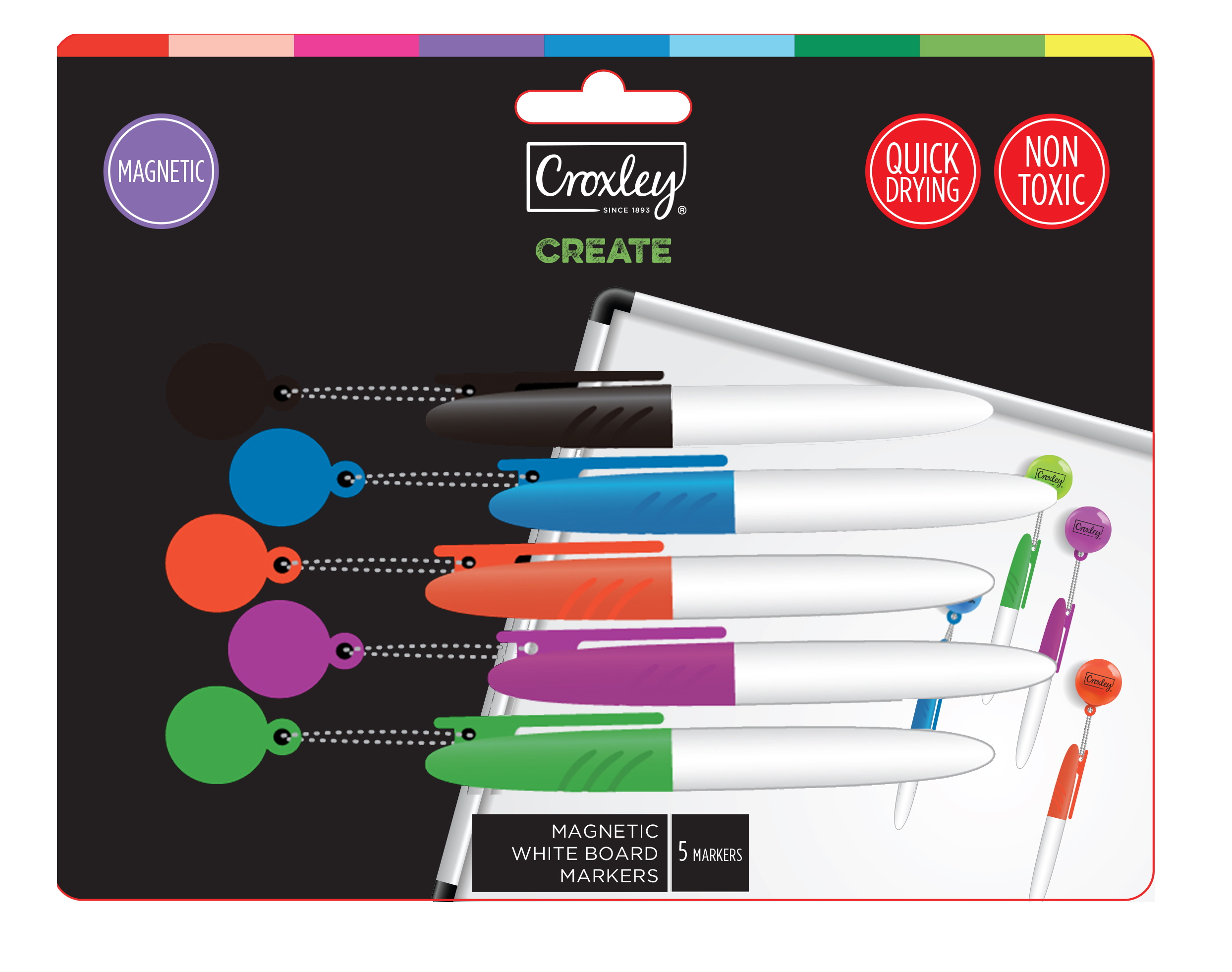 Croxley Mini Whiteboard Markers 5 Pack