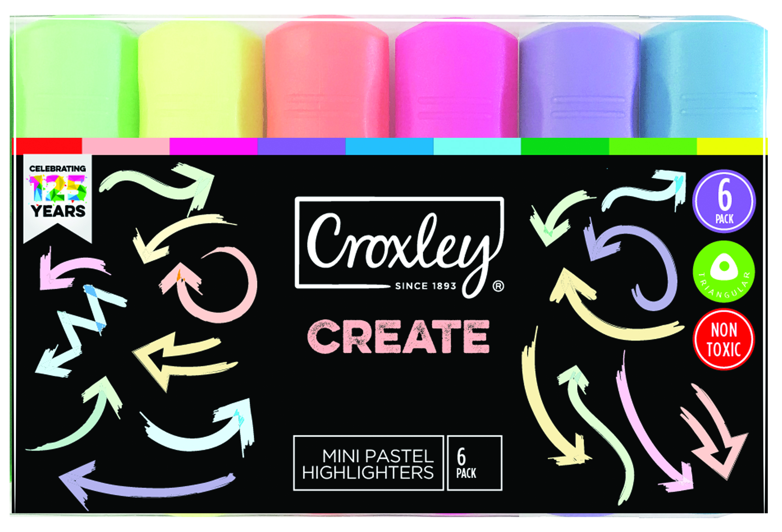 Croxley Mini Pastel Highlighters 6 Pack
