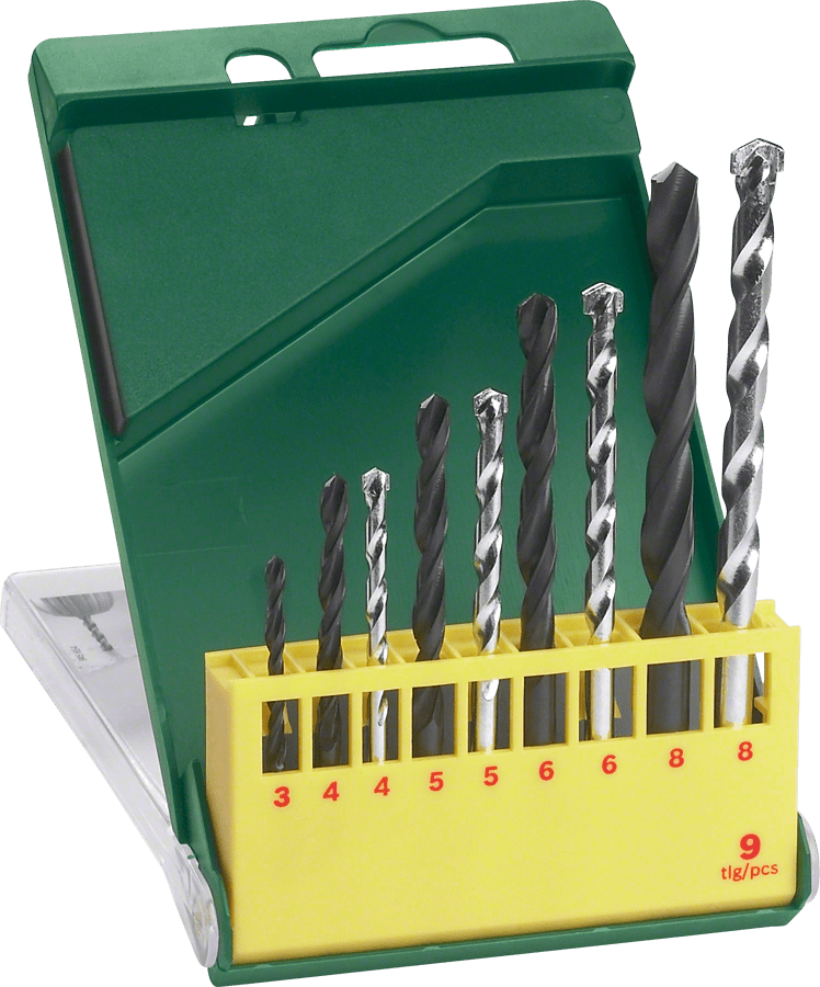 9 Piece Drill Set, HSS-R Metal Ø 3/4/5/6/7/8 – Masonary Ø 4/5/6/8 mm