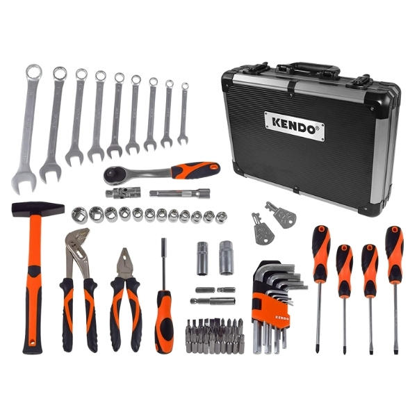 Kendo – Hand Tools Set / Spanners, 1/2″ Sockets and Pliers – 76 Piece