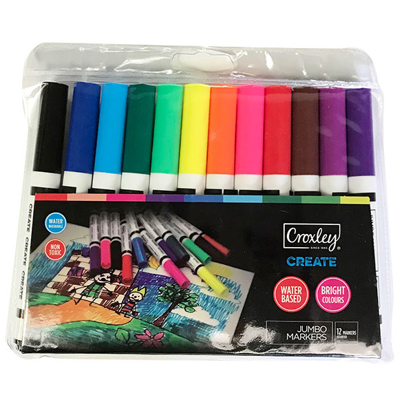 Croxley Create Jumbo Fibre Tip Markers 12’s