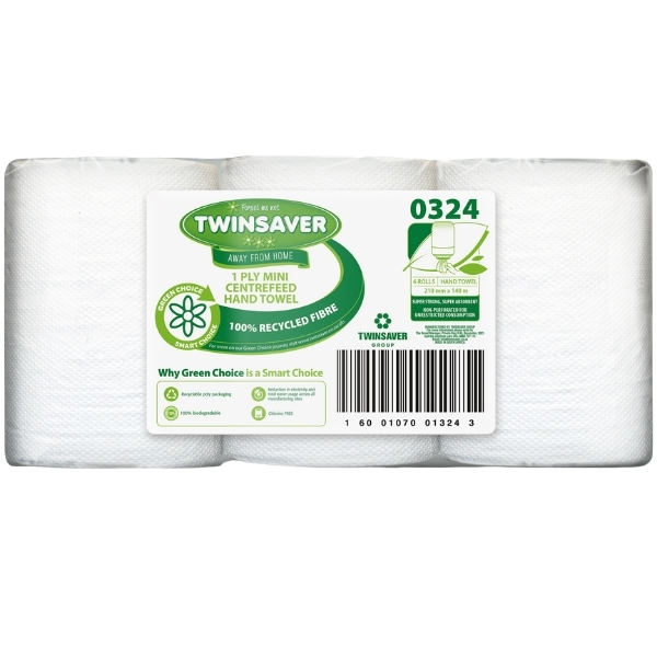 Twinsaver – Hand Towel / Mini Centrefeed Hand Towel (1Ply) – Pack of 6