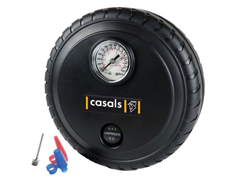 Casals – Tyre Inflator/ Air Compressor With Pressure Gauge Plastic Black