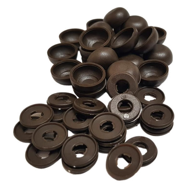 Armourdoor – View Protect Cover Caps and Washers – (Pack of 24) – Brown