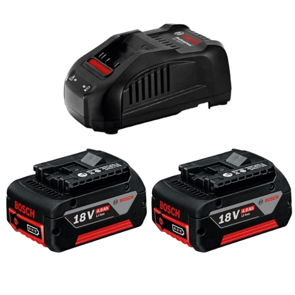 Bosch – Charger (GAL 1880 CV) with 2 x Batteries GBA 18V 4.0Ah