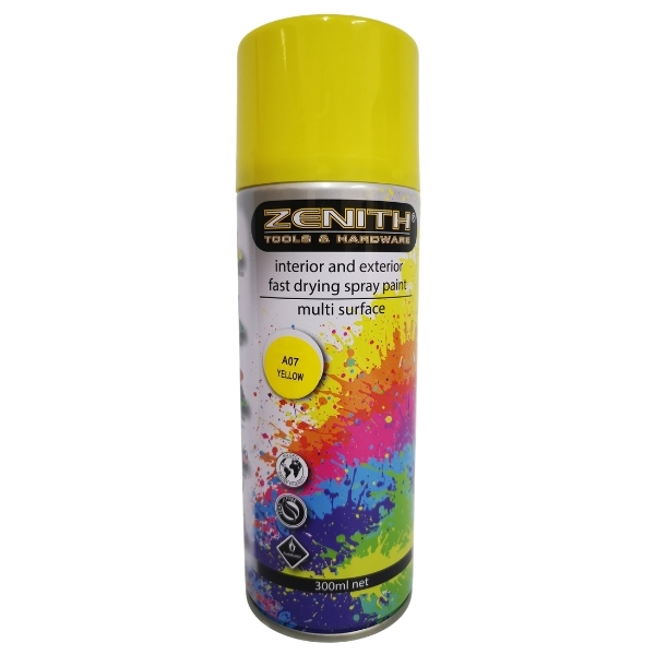 Zenith – Spray Paint / Interior and Exterior Fast Drying Spray Paint – Yellow – A07