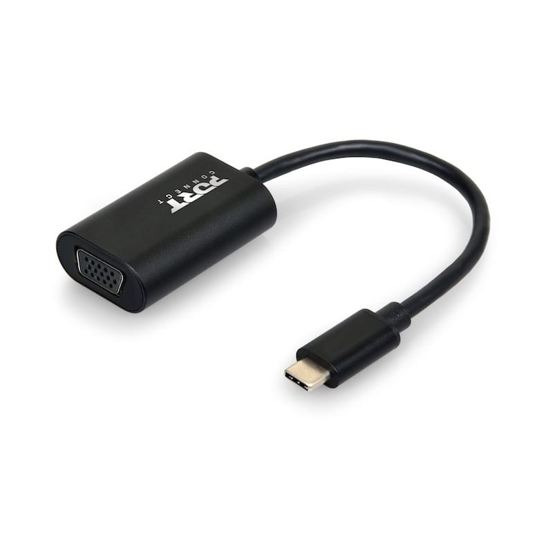 Port Connect 15cm Type-C to VGA Adapter – Black