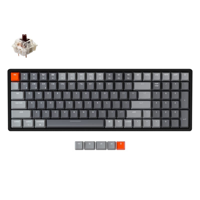 Keychron K4 100 Key Wireless RGB Modular Brown Mechanical Keyboard – Black