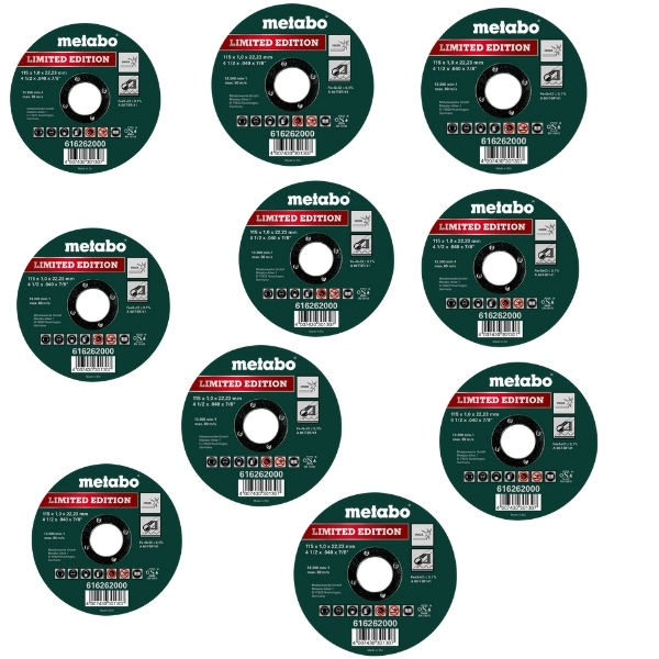Metabo – Bulk Pack Of 10 Cutting Disc For Stainless Steel 115 x 1,0 x 22,23mm