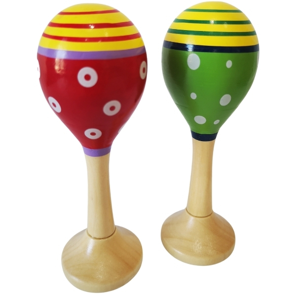 SourceDirect – Wooden Percussion Maracas Egg Shakers – Green & Red (2 Pieces)