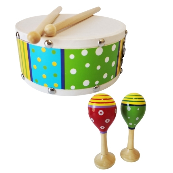 SourceDirect – Wooden Drum, Drumsticks & Maracas Egg Shakers Combo – Green