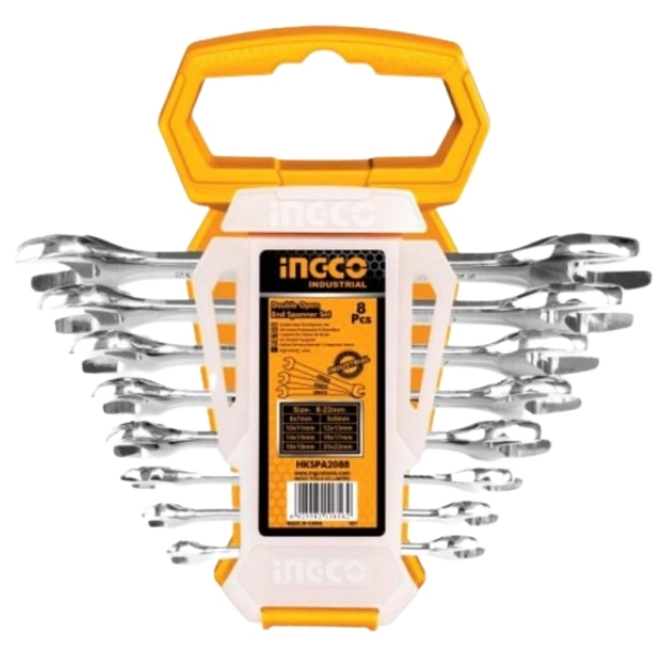 Ingco – Double Open End Spanner Set – 8 piece