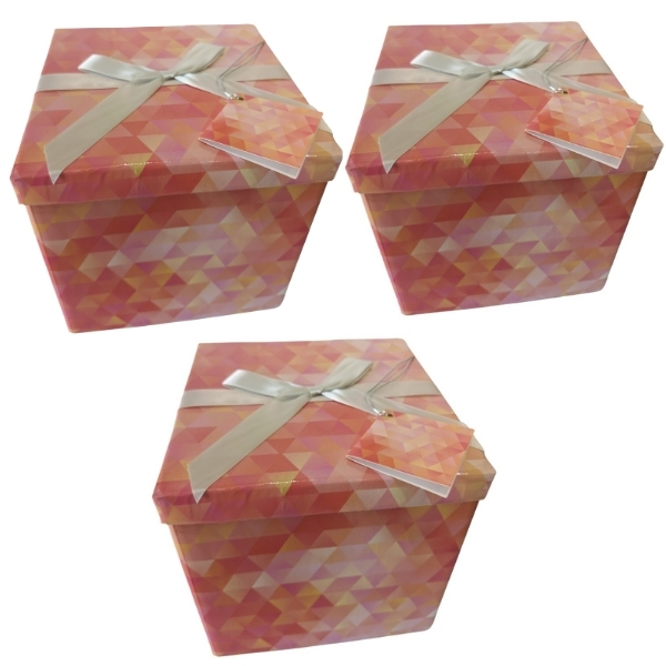 SourceDirect – Pack Of 3 Flat-Pack Gift Boxes – Large (Pink)