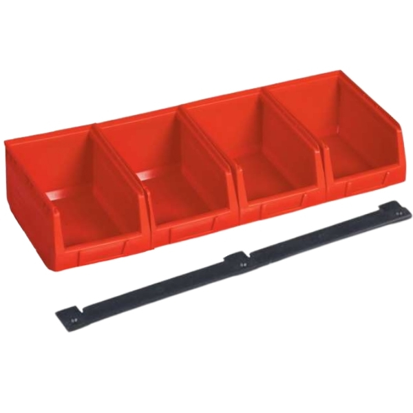 Port-Bag- Plastic Railed Storage Bins – Red –  82mm x 165mm x 450 mm