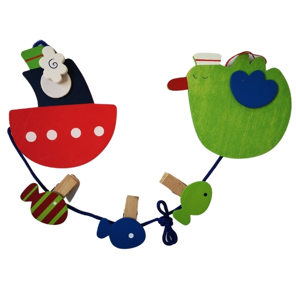 SourceDirect – Colourful Wooden Memo Clips – Seagull & Ship/Boat