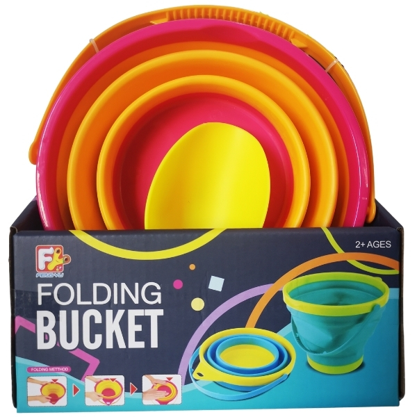 SourceDirect – Collapsible Silicone Beach Bucket with Yellow Shovel (2.5L)