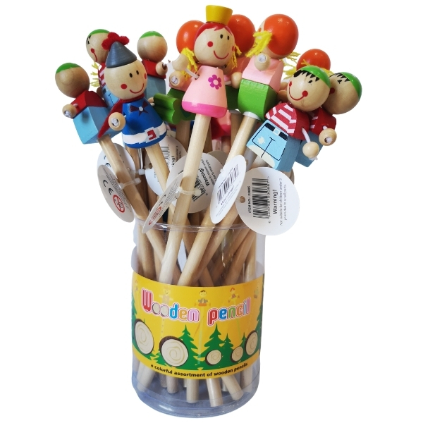 SourceDirect – Pack Of 24 Wooden Pencils With Fun Toy Top