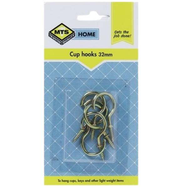 MTS – Home Cup Hooks  – 32mm – 6Pieces