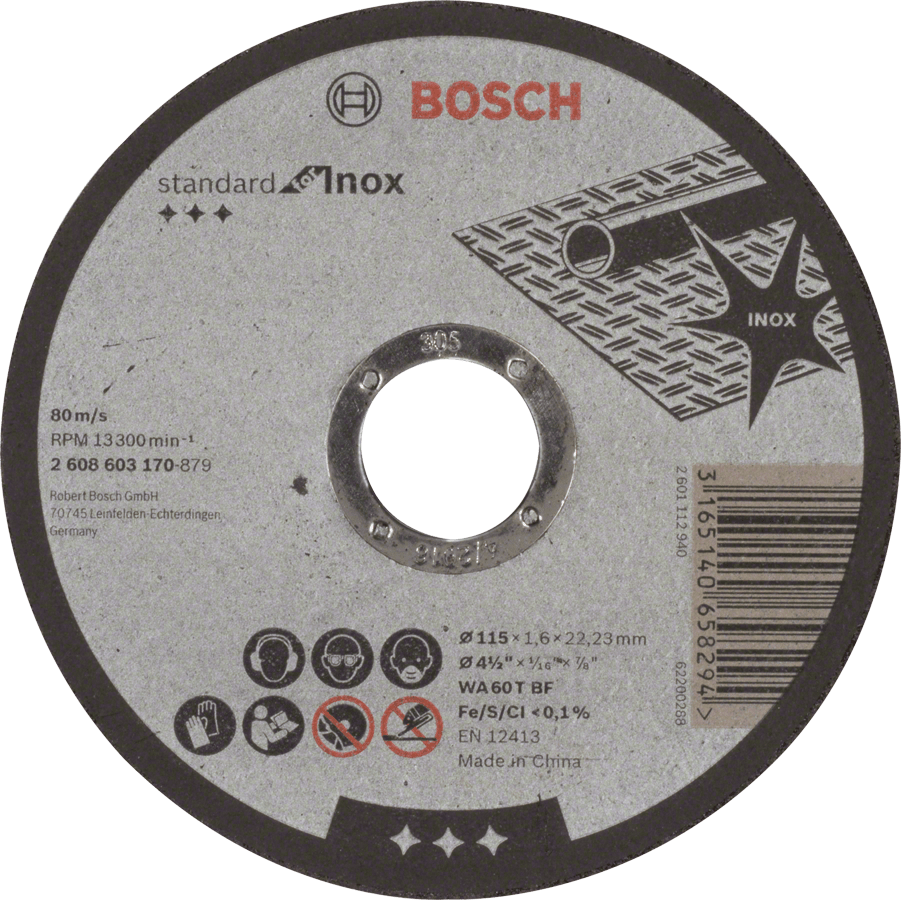 Straight Cutting Standard INOX WA 60 T BF, 115, 22,23, 1,6