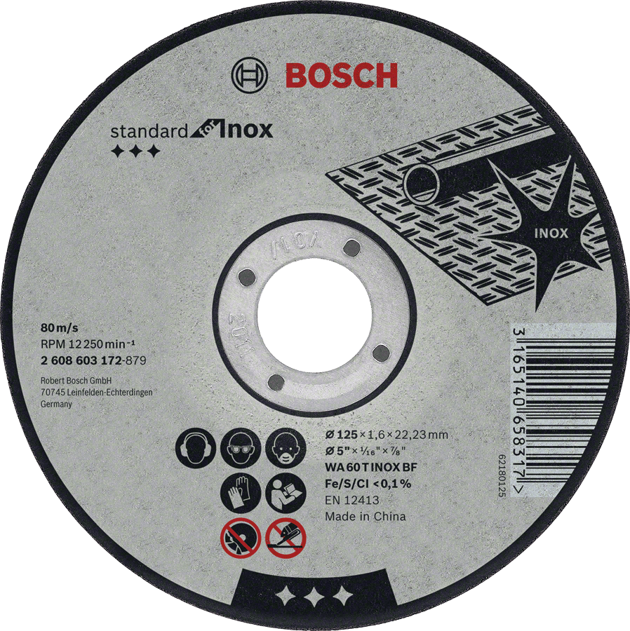 Straight Cutting Standard INOX WA 60 T BF, 125, 22,23, 1,6