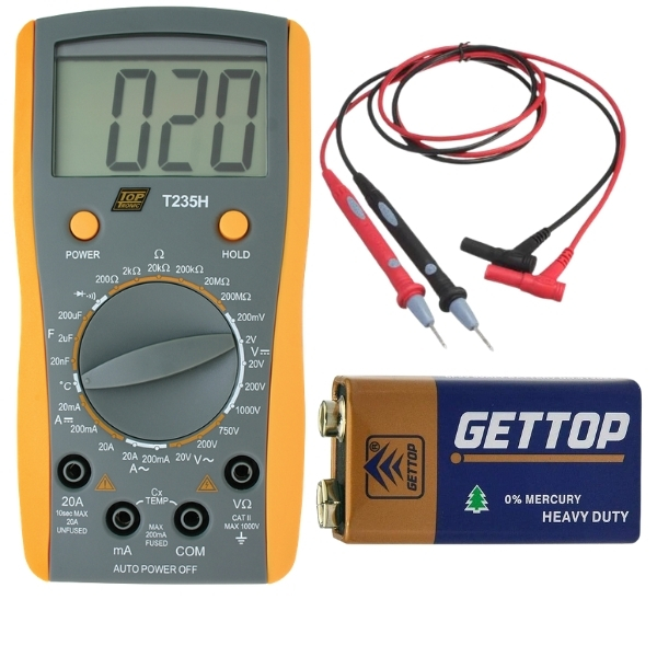 HellermannTyton – Electricians Digital Multimeter, Test Leads & Battery