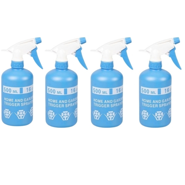 SourceDirect-Pack Of 4 Multi-Purpose Plastic Trigger Spray Bottle – (500ml)
