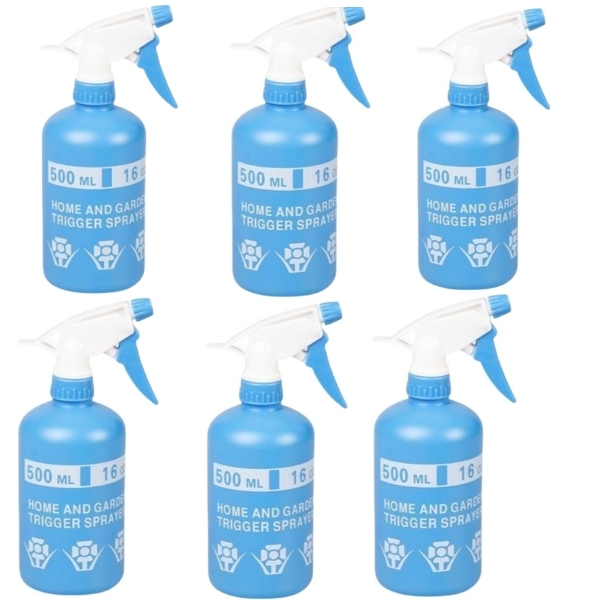 SourceDirect-Pack Of 6 Multi-Purpose Plastic Trigger Spray Bottle – (500ml)