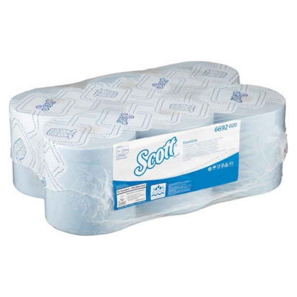 Scott – Essential Rolled Hand Towel Paper – Pack of 6 Rolls – Blue