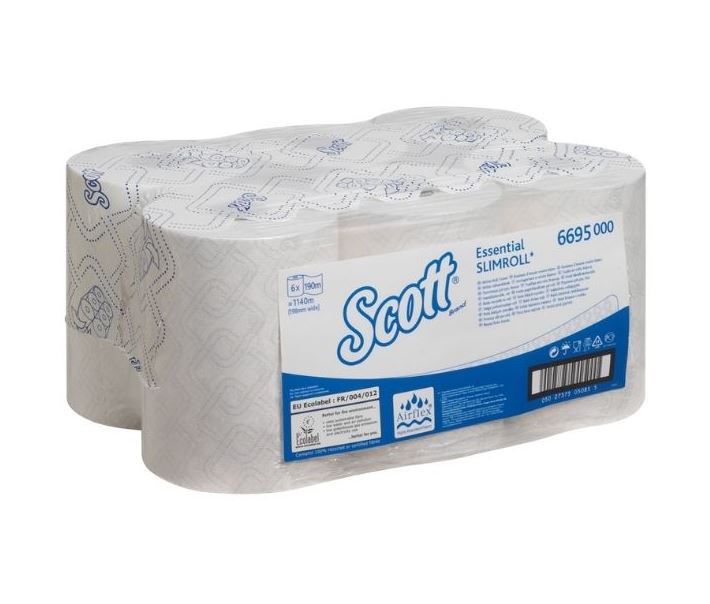 Scott – Essential Slimroll Hand Towel Paper – Pack of 6 Rolls -White