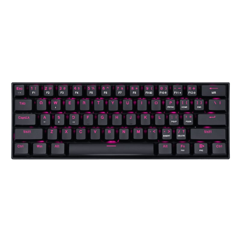 Redragon DRAGONBORN 60% 61 Key Pink LED Mechanical Gaming Keyboard – Black