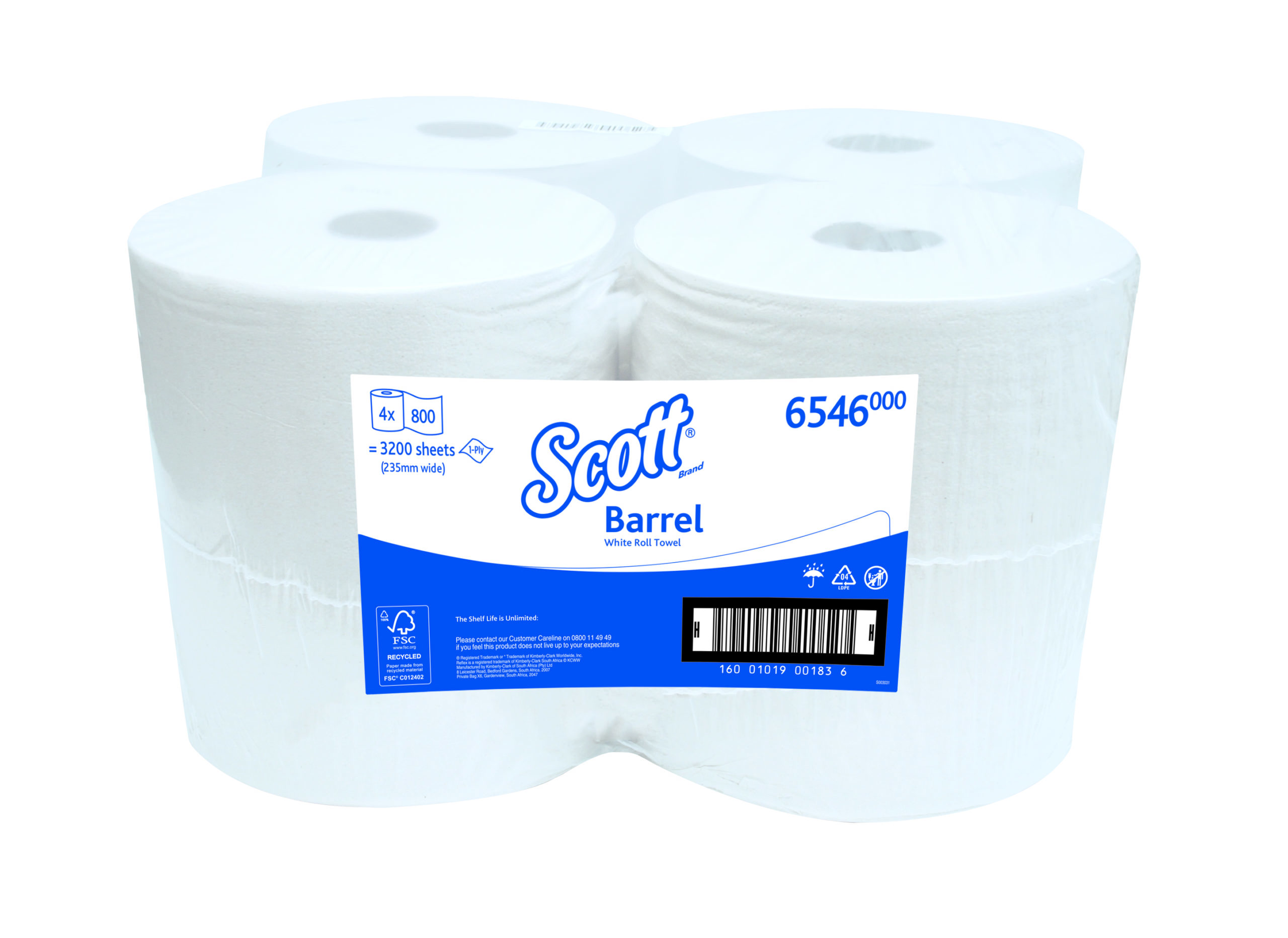 Scott – Barrel / Centrefeed Rolled Hand Paper Towels – Pack of 4 Rolls
