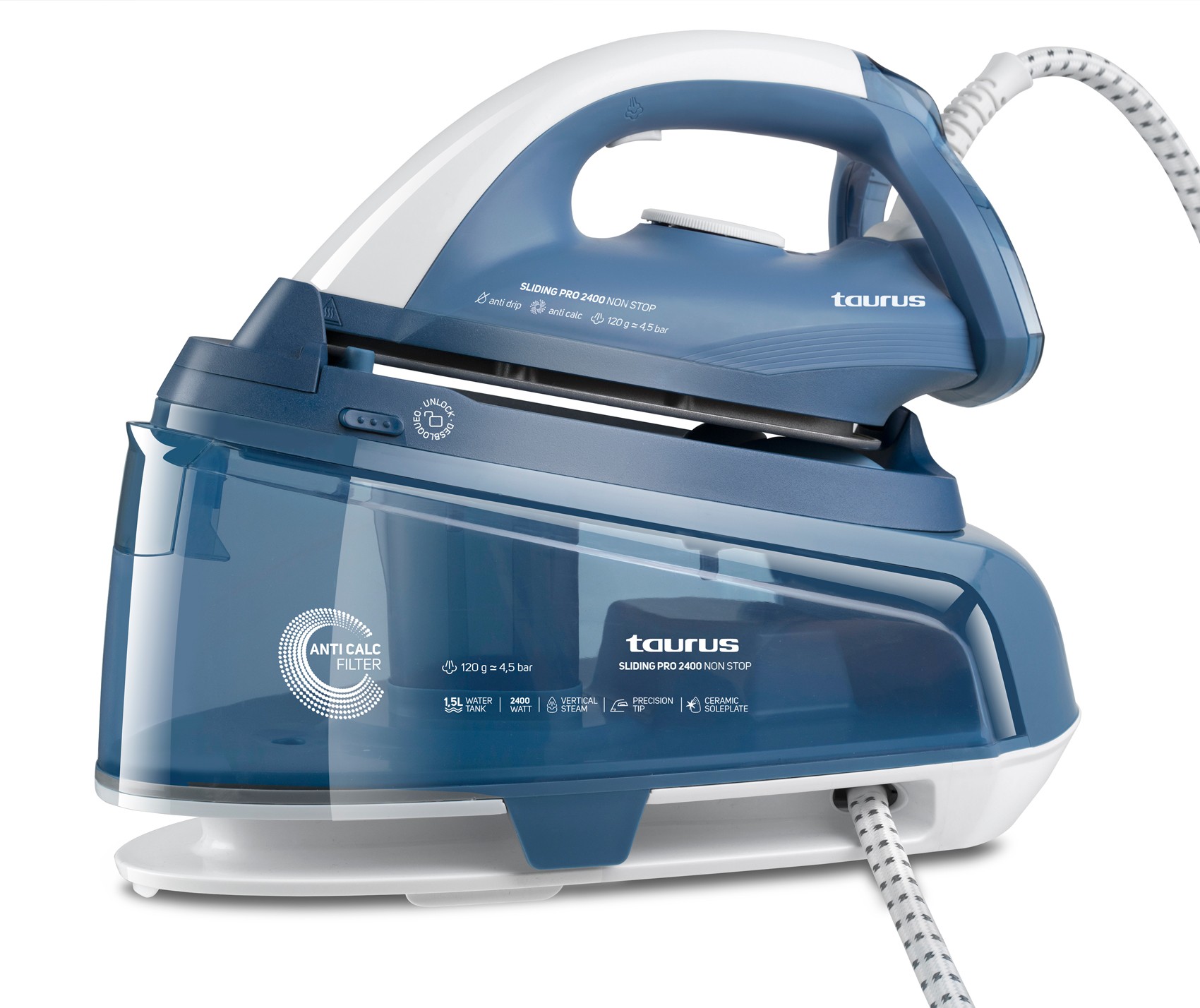 Taurus Iron Steam Station Ceramic Blue 1.5L 2400W “Sliding Pro Ultra”