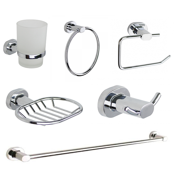 Solar Bathroom Set, 6-Piece, Chrome Plated Zinc
